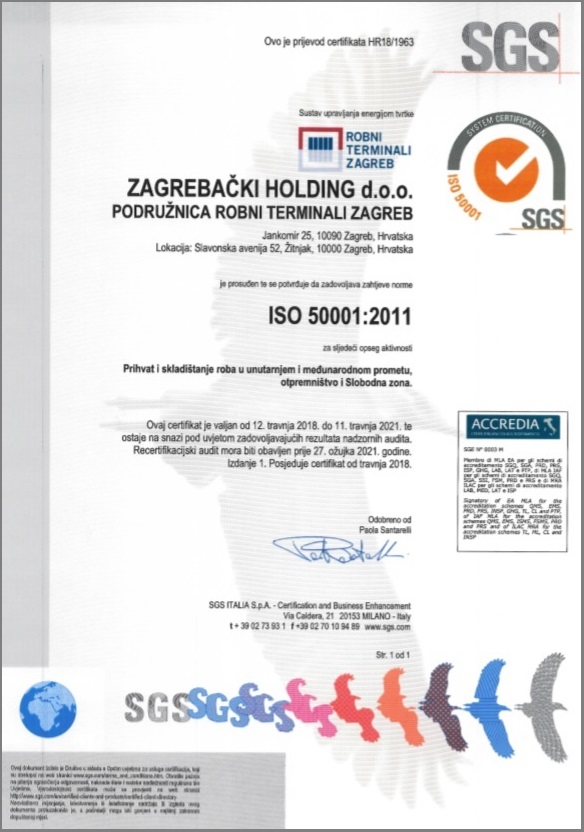 Certifikat ISO 50001:2011